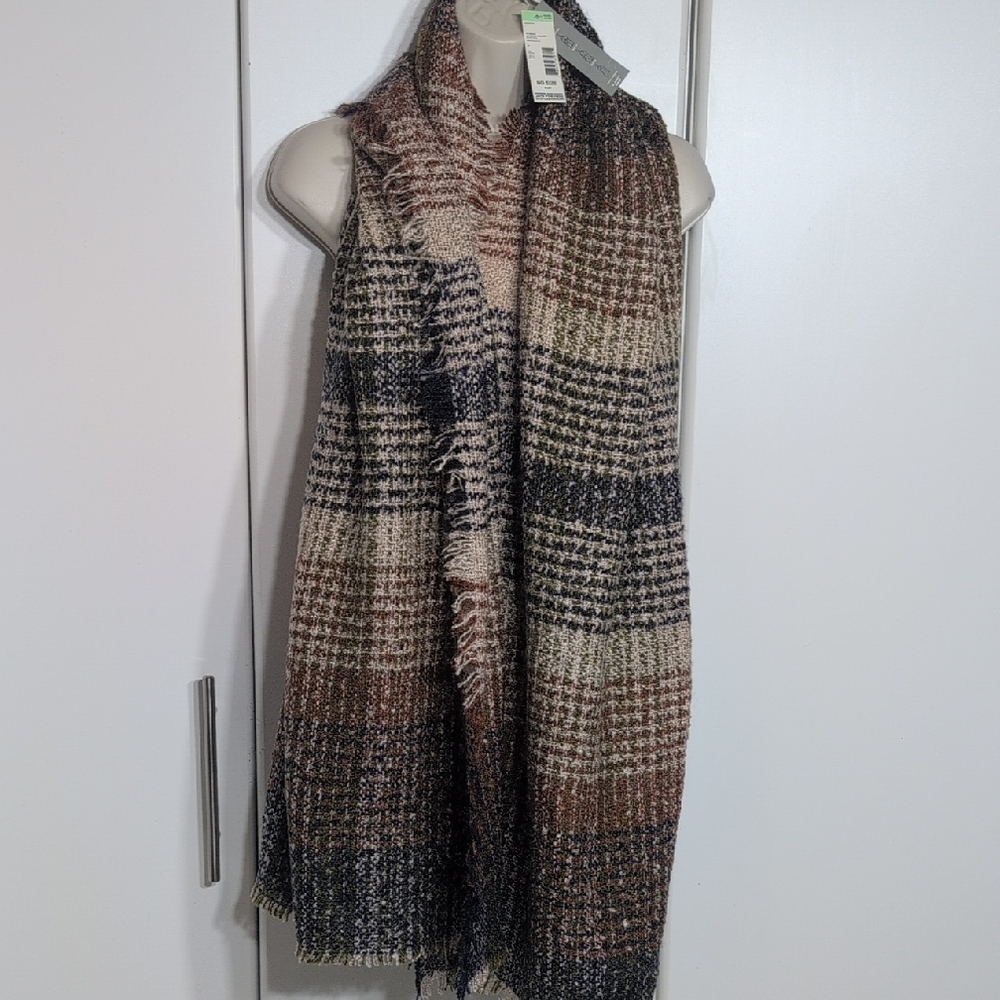 Sears Women's Superbrush Plaid Wrap in Blue and Brown